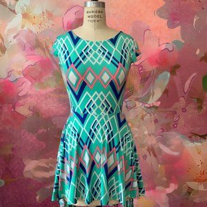 Green Pattern spandex dress - $8